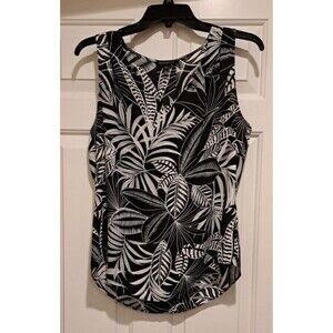 NWOT Banana Republic Tropical Palm Print Black & White Sleeveless Top Size Small